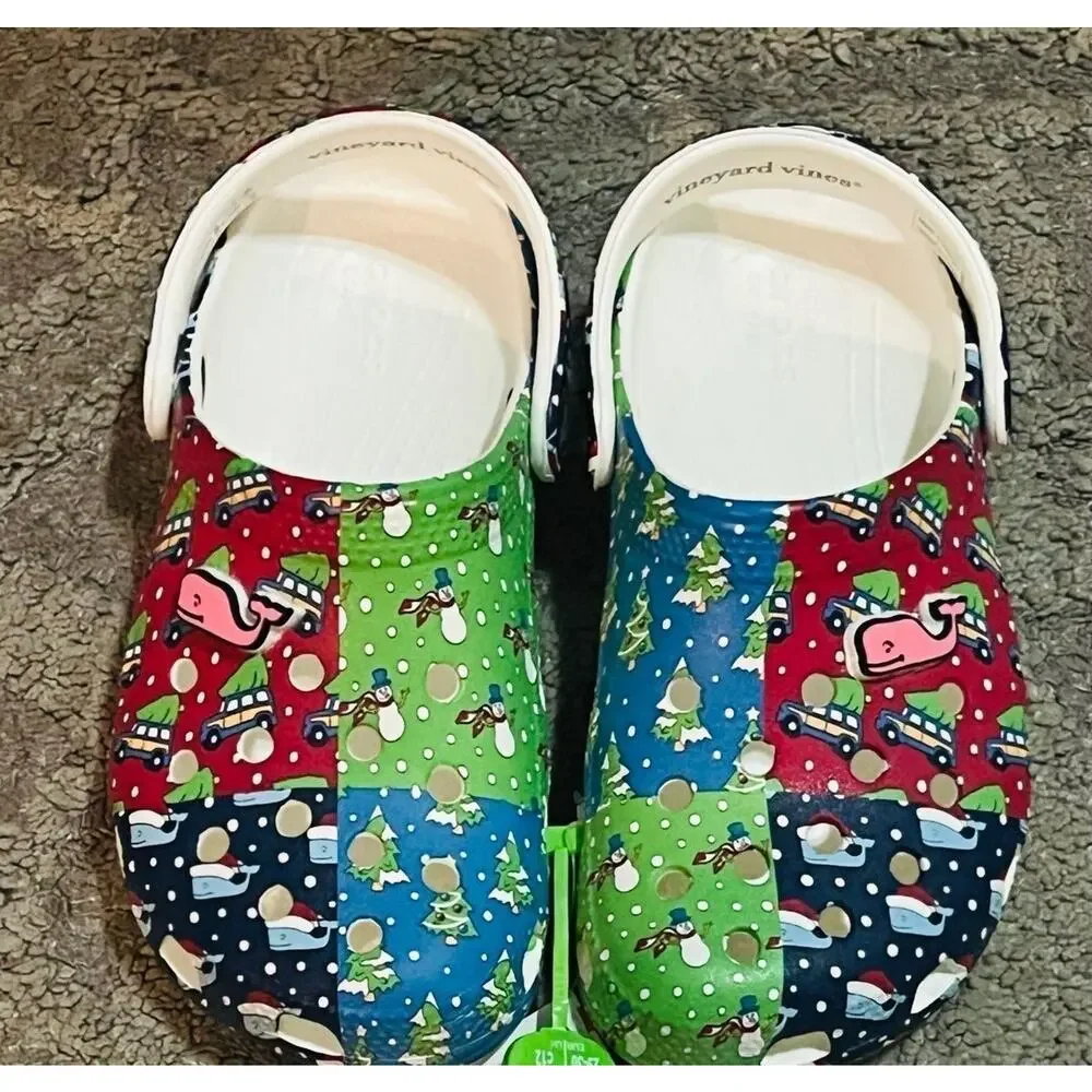 NWT❤️Crocs x Vineyard vines Holiday patchworks unisex clog toddler sz13